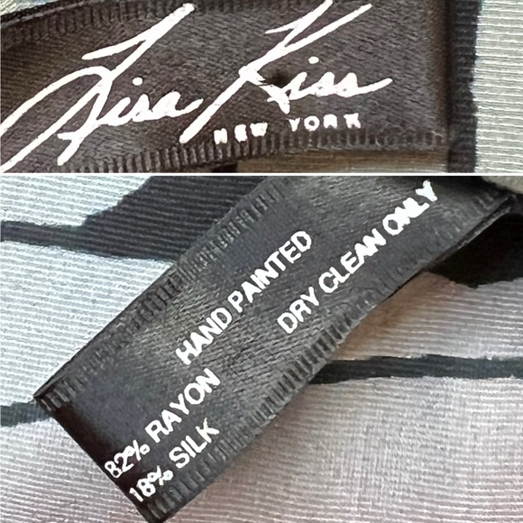 🎭Hand Painted Reversible Art Silk/Rayon-Velvet Oblong Scarf—Lisa Kiss New York - Picture 9 of 17